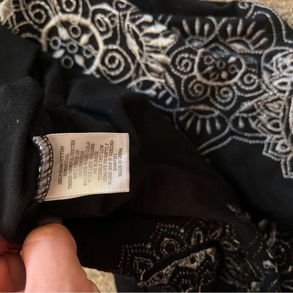 Johnny Was Black Dress with White Embroidery - Picture 3 of 4